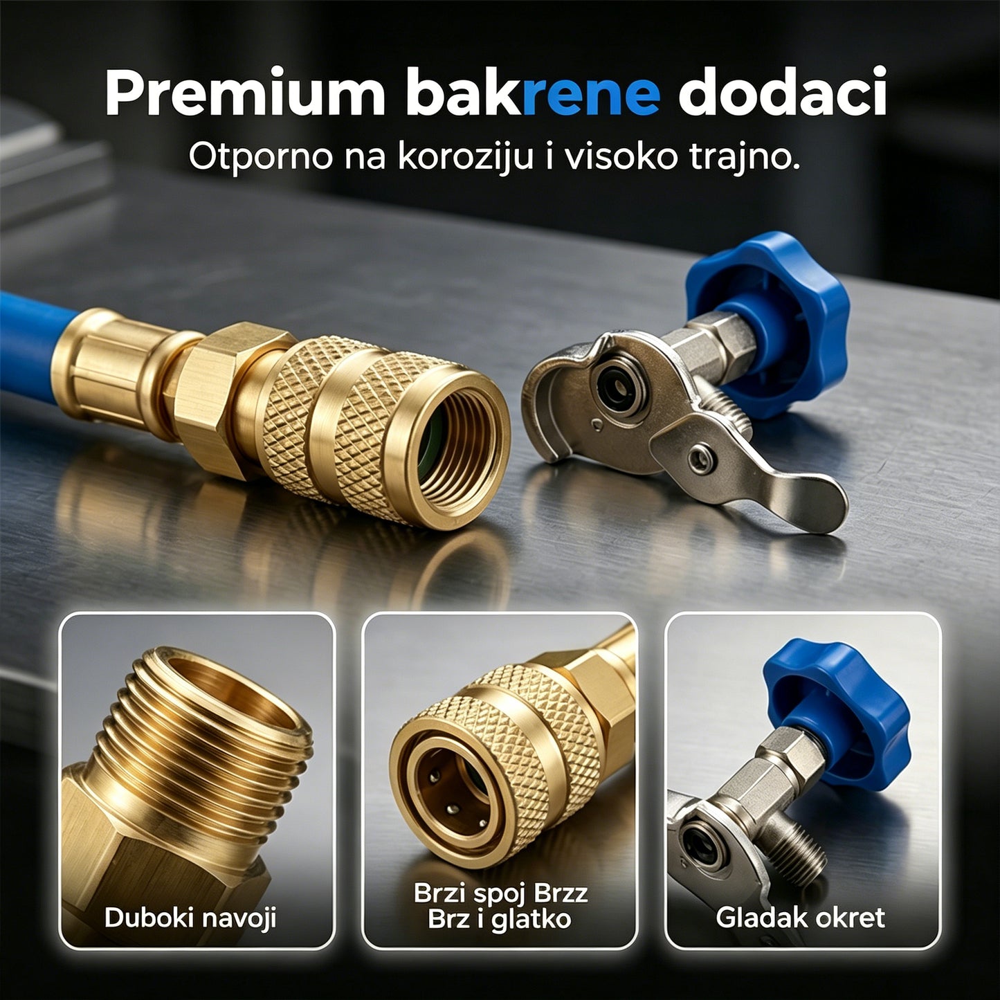 🔧❄️ Crijevo za punjenje rashladnog sredstva R134a s manometrom – Nepropusno, lako očitljivo i kompatibilno s automobilima, kamionima ili kućnim klima uređajima – Sigurno DIY punjenje 🚗