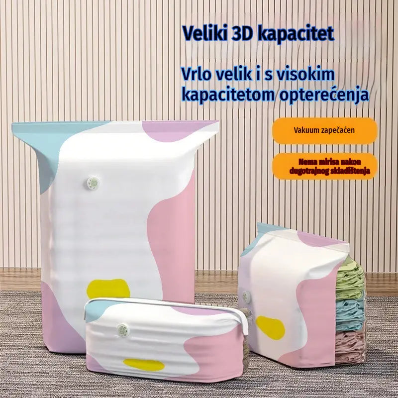 🧳【Set od 5 dijelova】💨 Velika, stlačiva vakuumska vrećica za pohranu: nije potrebna pumpa, nepropusna je i idealna za uštedu prostora u koferima i kod kuće ✈️