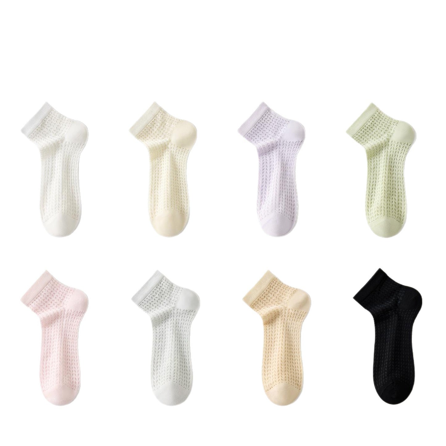 🧦【8 párov】🧊Tenké hodvábne sieťované ponožky do polovice lýtok s chladivými, zápachom odolnými a antibakteriálnymi vlastnosťami
