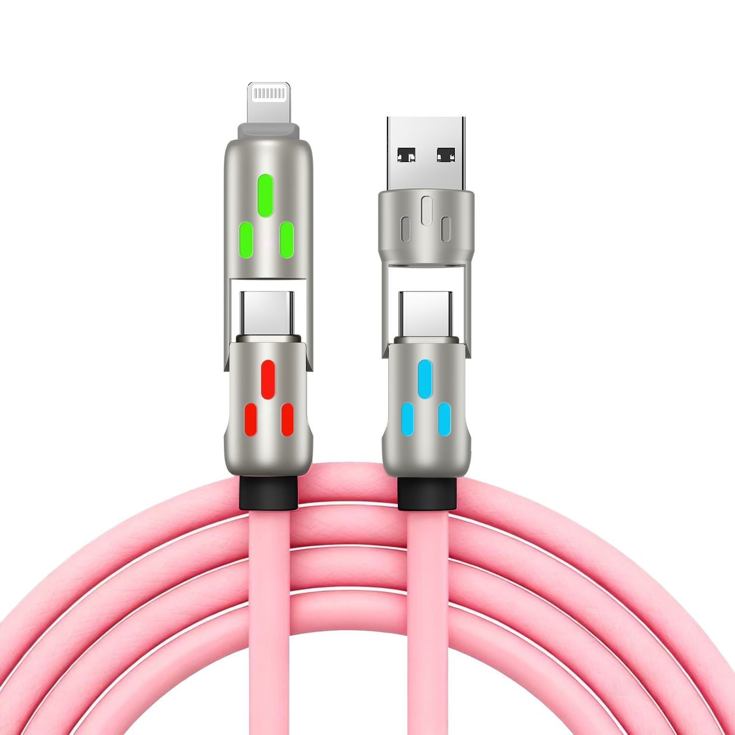đ„ ă2 kusy za 21 eură đ„ (dÄșĆŸka 2 metre) KĂĄbel 4 v 1 PD 240 W â rĂœchle nabĂjanie cez USBâC, Lightning a USBâA, hlinĂk a silikĂłn, synchronizĂĄcia dĂĄt âĄđ±