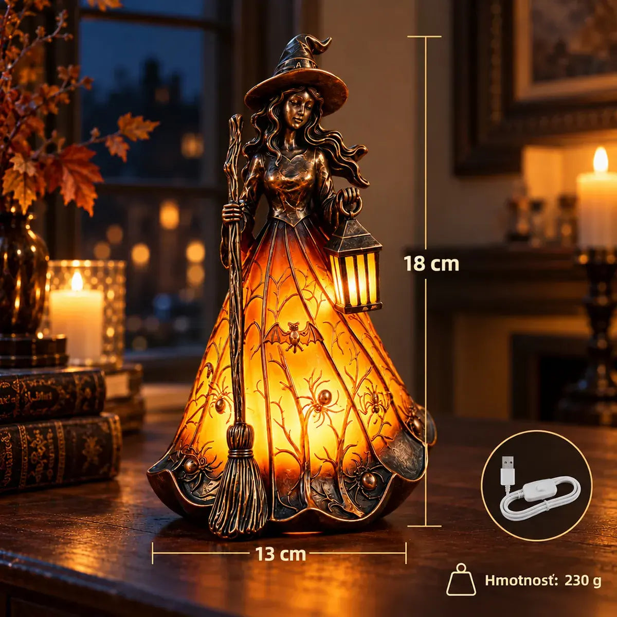 🧙🎃Dekoratívne živicové svetlo s motívom halloweenskej čarodejnice