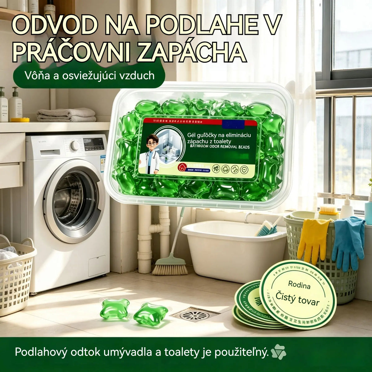 2 škatule (spolu 100 tabliet)🏠💧Deodoračné kapsuly Drain – bioenzýmové zloženie neutralizuje pachy priamo pri ich zdroji.