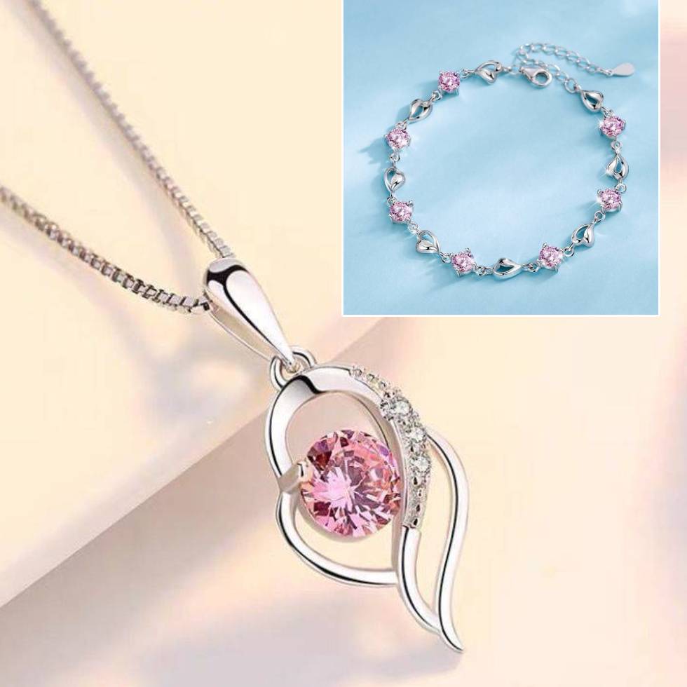Set 925 srebrna narukvica + ogrlica Heart of the Ocean