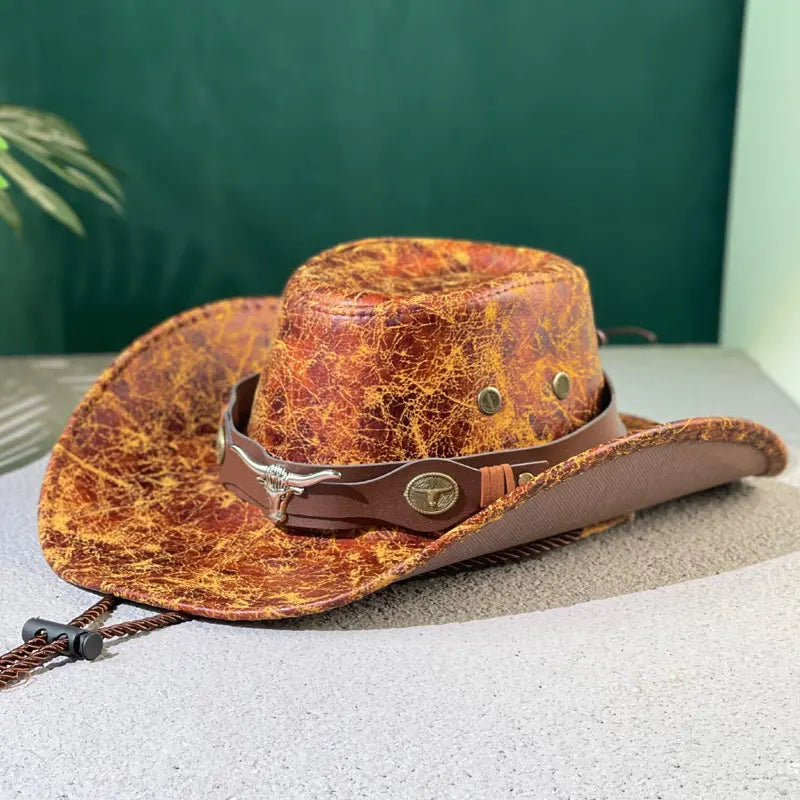🤠Užite si teraz 50% zľavu! 🌟Retro kovbojský klobúk so širokým okrajom a kapucňou - fedora v štýle Distressed Western