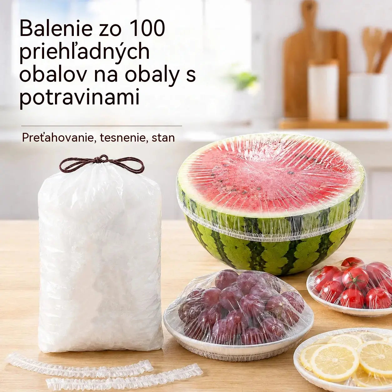 🥣【200 kusov】Jednorazová priehľadná fólia, ideálna na nádoby a potraviny. Perfektne sedí, dobre tesní a ľahko sa používa.