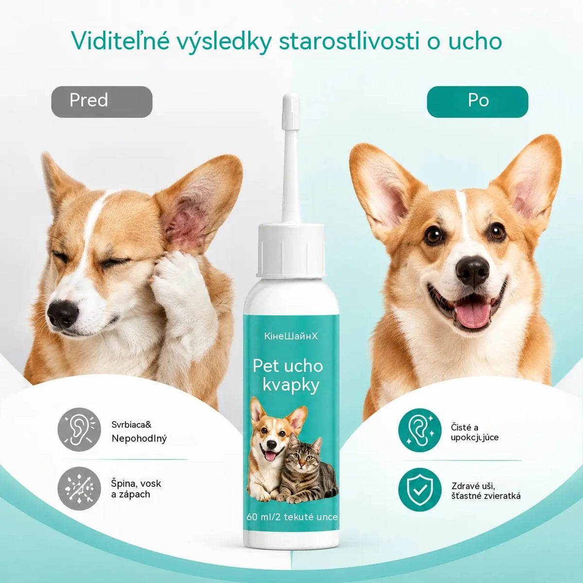 🐱🐶【Kúpte 1 a získajte 1 zadarmo】Ušné kvapky pre domáce zvieratá, vhodné pre mačky aj psy, čistia zvukovody, odstraňujú ušné roztoče, dezodorujú a zmierňujú svrbenie.