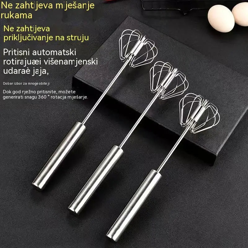 🥚 KUPI 2, DOBIJ 1 GRATIS! 🔥 Poluautomatska ručna mutilica za jaja od nehrđajućeg čelika – Brza i izdržljiva – Savršena za jaja, tijesto ili vrhnje – Glatko mućenje bez napora 🍳