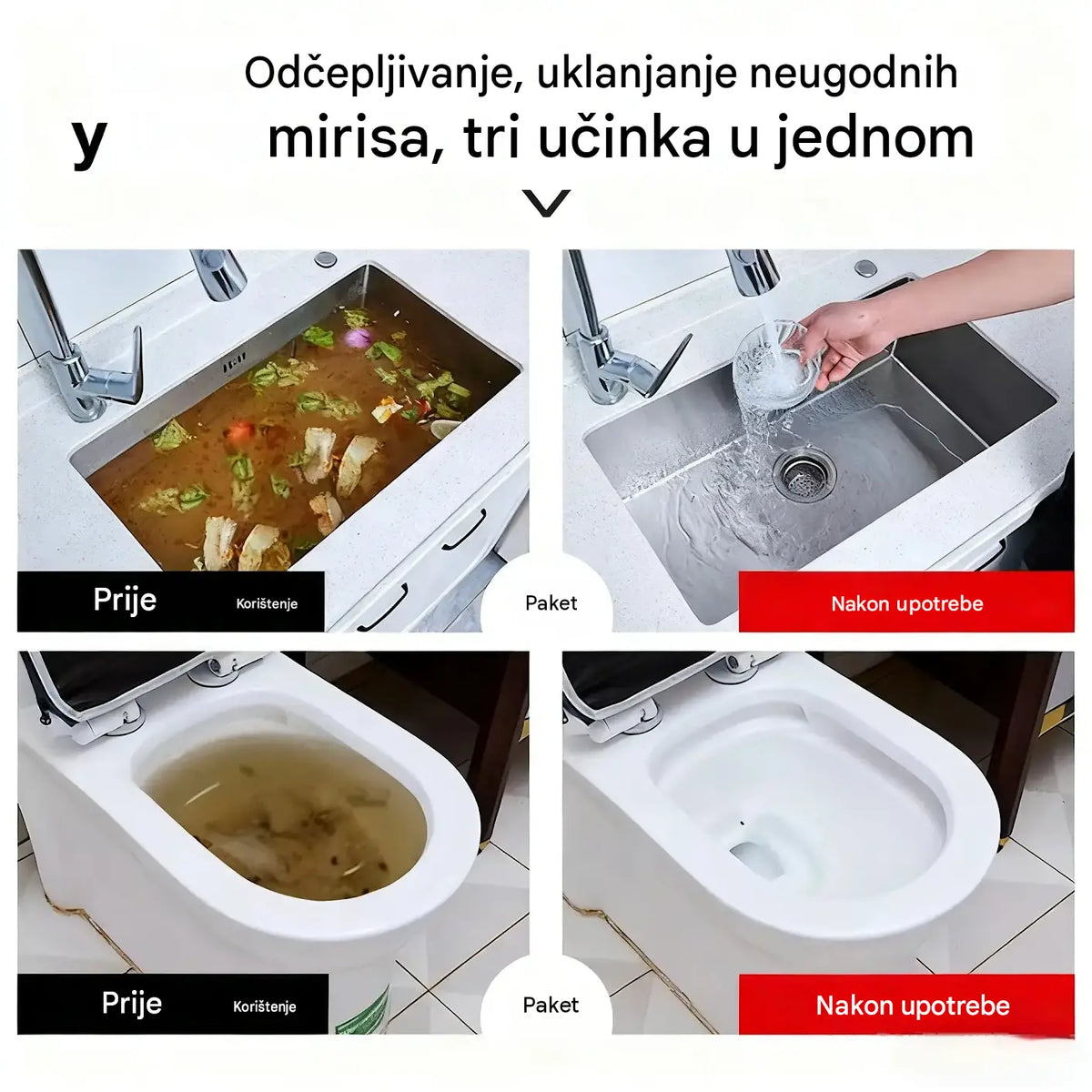 【2 boce】Sredstvo za čišćenje sudopera i odvoda: Pjena visoke gustoće napravljena od raspadajućih ekstrakata i enzima.