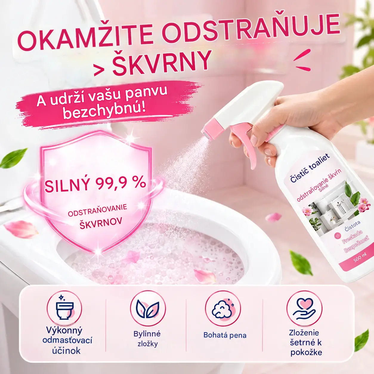 🚿✨ ZĽAVA 50 %! Viacúčelový čistiaci sprej do kúpeľne – Rýchlo rozpúšťa soli a mydlové usadeniny. 🧼💨