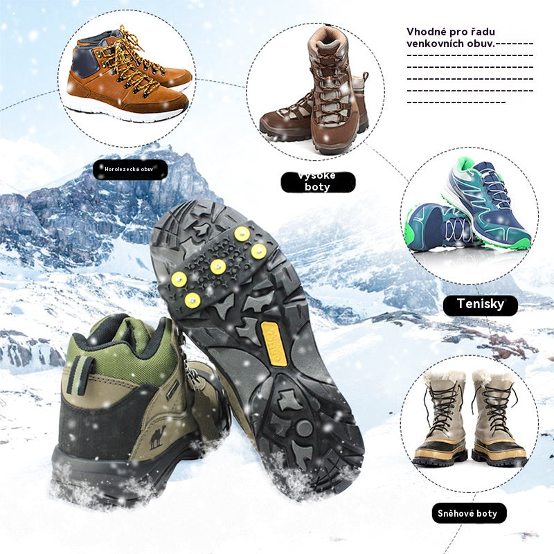 👴🚶🏔️❄️（4 položky）🔥Neviditeľné 5-zubové protišmykové popruhy na mačky, outdoorové mačky, vhodné na turistiku v snehu, horolezectvo, lezenie po skalách a zimné ľadové povrchy, nevyhnutnosť pre seniorov.