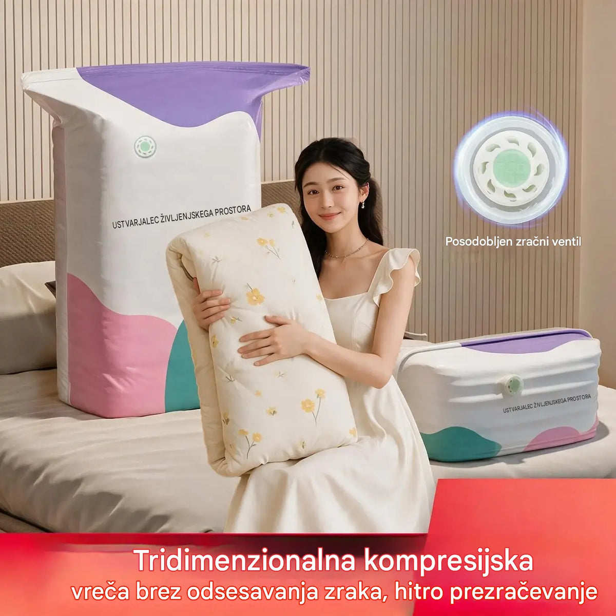 👕📦【5 kosov 26 €】Kompresijske vrečke za shranjevanje oblačil, brez potrebe po vakuumu, ojačana konstrukcija.