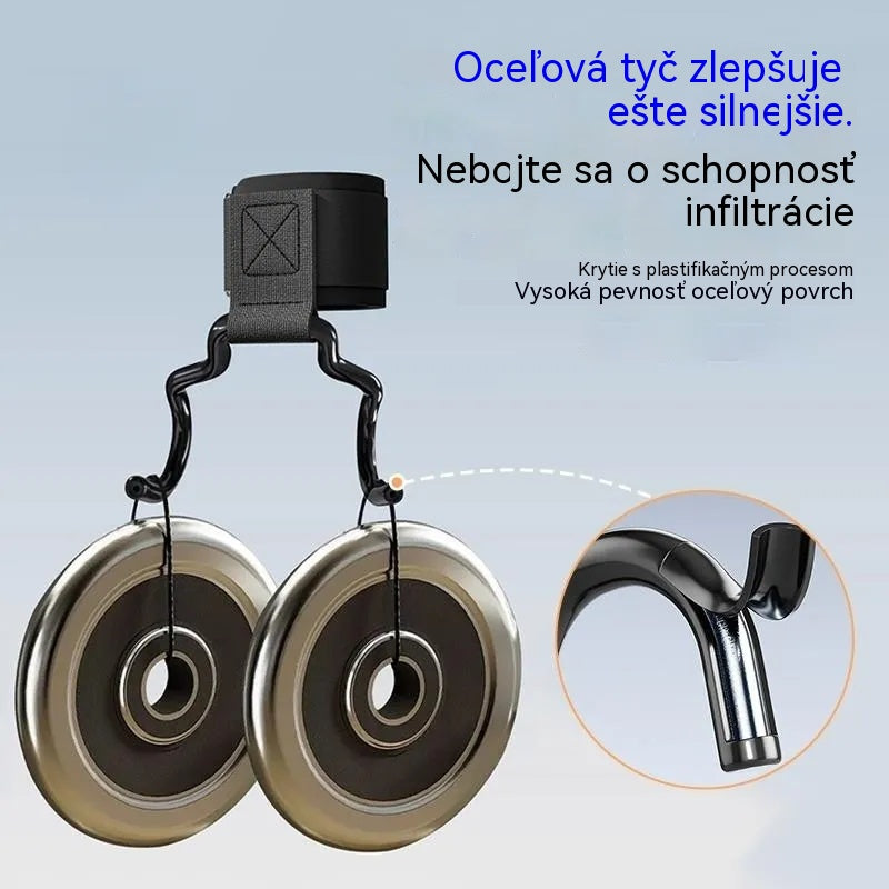 Sada 2 fitness hákov, vhodná na kulturistiku a vzpieranie, so šírkou podpory 125 mm, protišmykovým popruhom na zápästie a nosnosťou 250 kg. Možno ju použiť na zhyby a mŕtve ťahy.