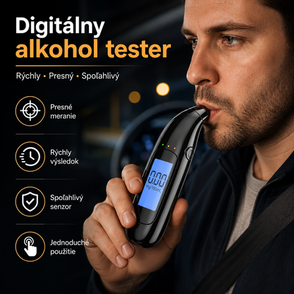 🔥🍷 Vysoko presný prenosný dychový analyzátor – Zmerajte si hladinu alkoholu pred jazdou
