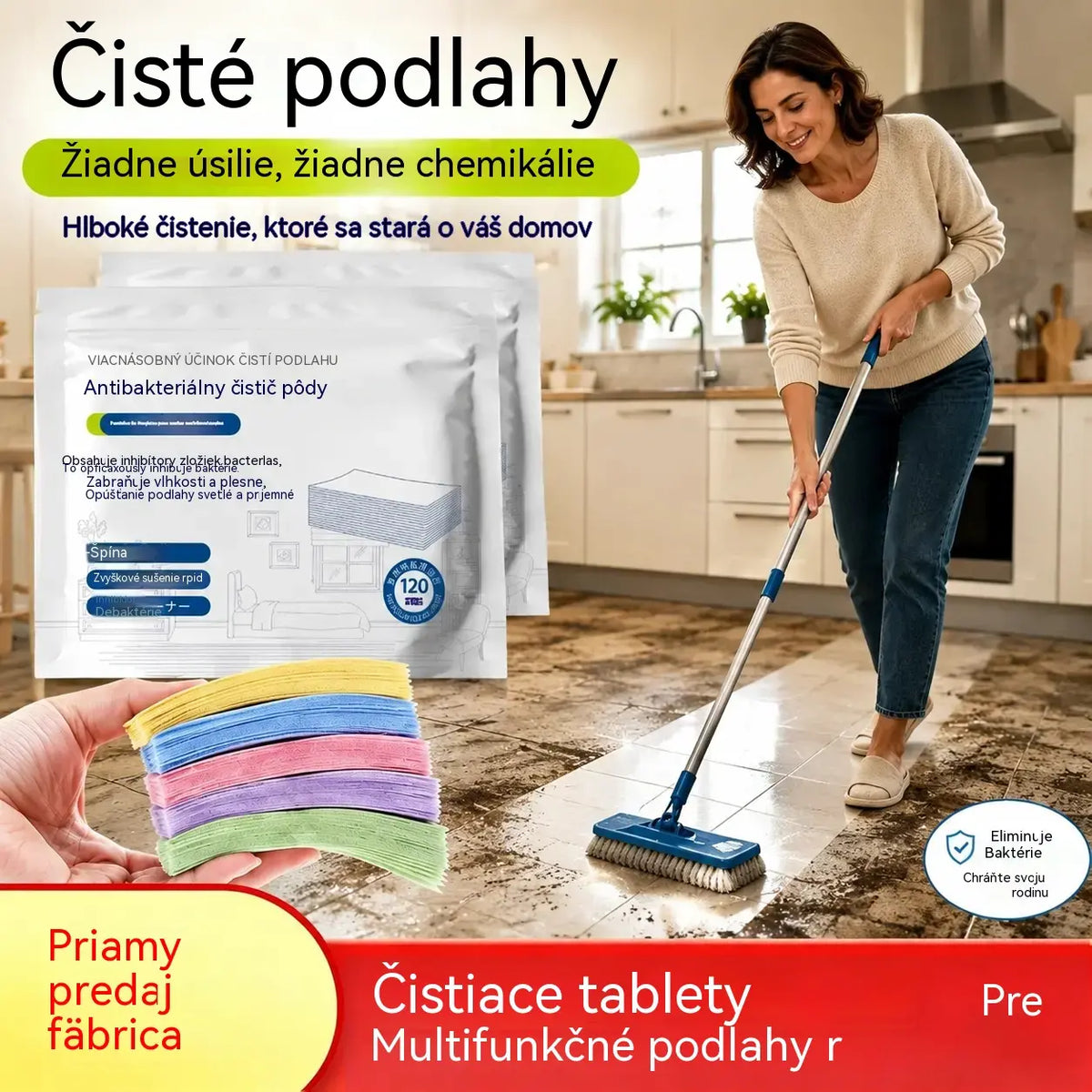 🧹✨ 240 viacúčelových antibakteriálnych a dezodoračných čistiacich tabliet | Vhodné na drevené podlahy, laminátové podlahy, dlaždice a steny karavanov