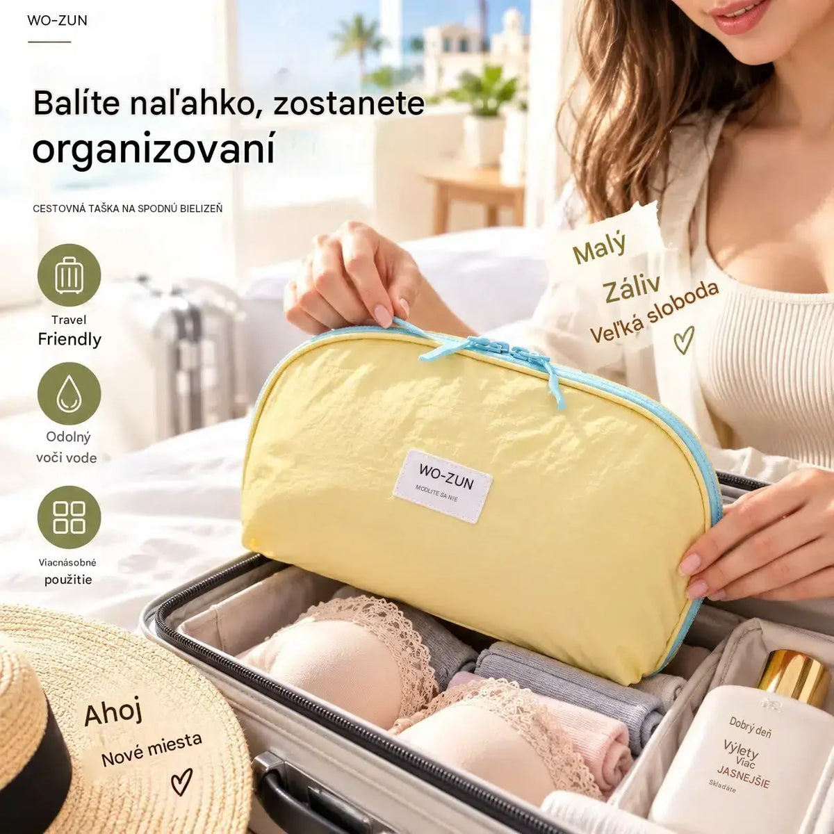 🧳💕【Kúpte 1 a dostanete 1 zadarmo】Prenosné puzdro na usporiadanie spodnej bielizne na cestovanie – Oddelené priehradky na podprsenky, nohavičky a ponožky