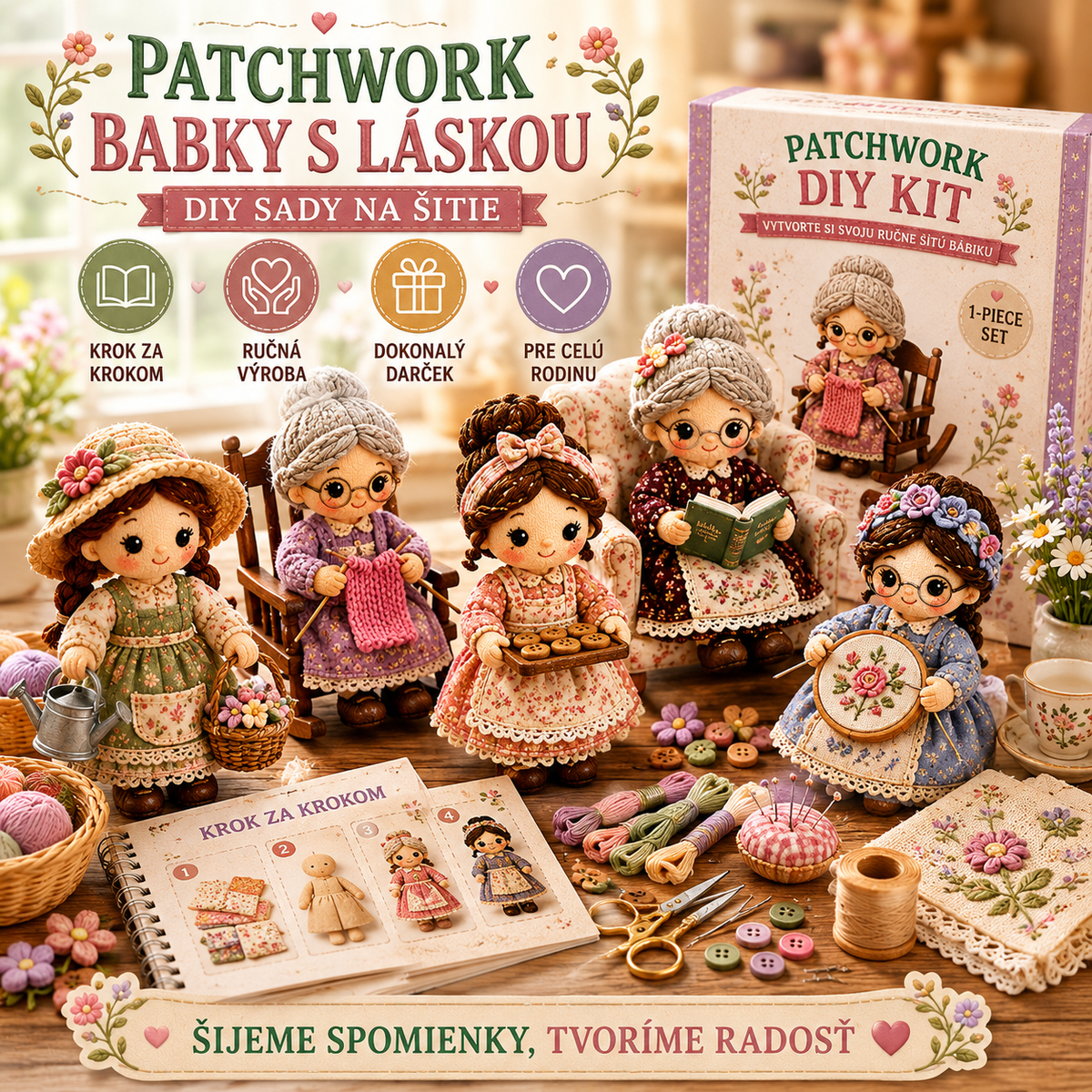 🎁🧵 Svetová séria miniatúr – Séria patchworkových DIY sád