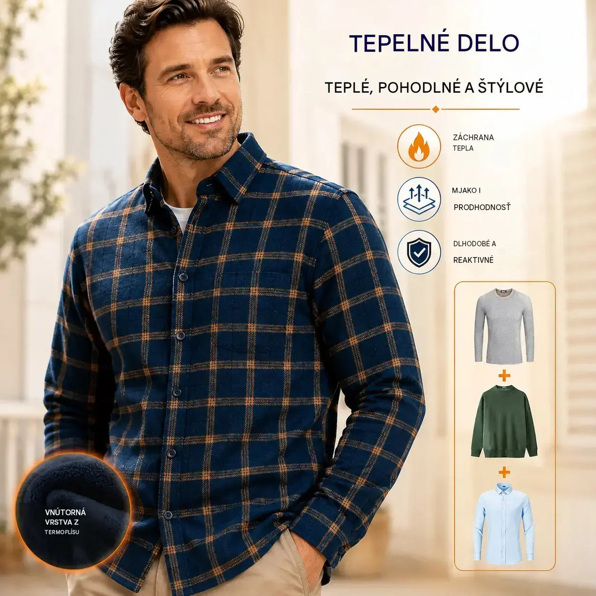 👔【L-5XL】Nové pánske termo tričko s obojstranným plyšom na jeseň a zimu - štýlové a všestranné.