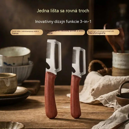 🔥Kúpte 1 kus a získajte 1 zadarmo (2 kusy)🧅🔪 Multifunkčná kuchynská škrabka 3 v 1: Šúpe, krája a otvára fľaše! 🔥