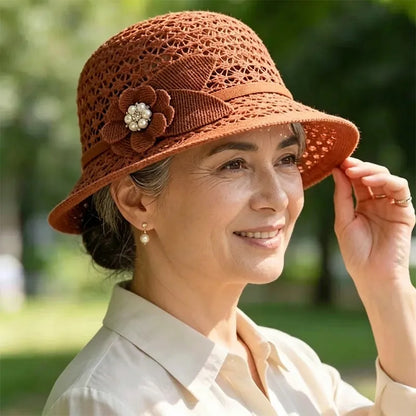 👒Elegantni šešir za sunce s ažurnim pletenim dizajnom koji učinkovito blokira sunčevu svjetlost.