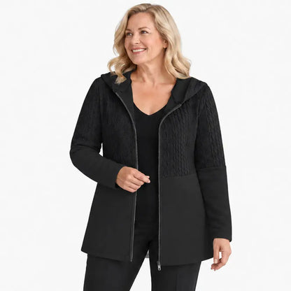 ❤️【S–5XL】Ženska jakna s kapuco za jesen in zimo – enobarvna, z valovitimi šivi, ohlapnega kroja