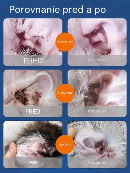 🐶🐱 【Kúp 1 a 1 zadarmo】2 fľaše za 21 eur --Univerzálne ušné kvapky pre mačky a psy - Odstraňuje ušné roztoče, čistí zvukovody, potláča rast baktérií a eliminuje zápach.