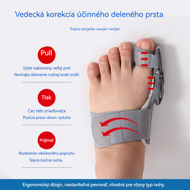 👍🎁Profesionálny korektor prstov na nohách s nastaviteľným gombíkom, dlahou a oddeľovačom prstov na zmiernenie bolesti.