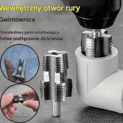🛠️【Zestaw narzędzi do otwierania gwintów wewnętrznych + otwory na gwinty zewnętrzne】⚙️🔩 Akcesorium do gwintowania rur wodnych