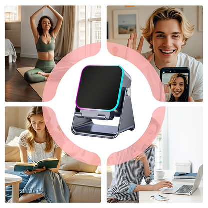 🔥📢【50 % ZĽAVA!】⚡ Bluetooth reproduktor 5 v 1 s bezdrôtovým nabíjaním a nastaviteľným držiakom na telefón 🎶
