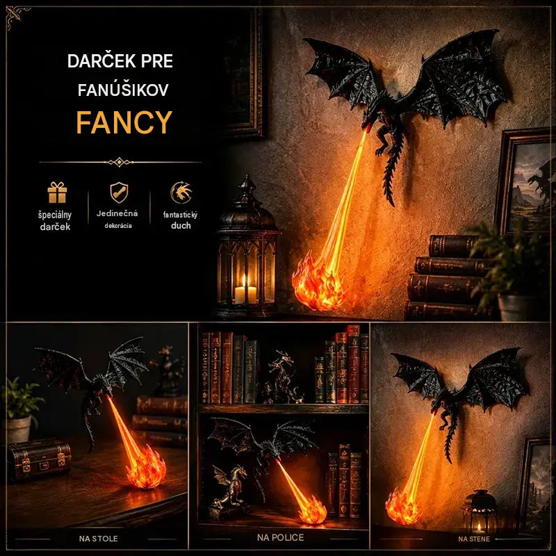 🐉🔥 3D LED svetlo s ohnivo chrliacim drakom | Fantasy žiariaca dekorácia na poličku