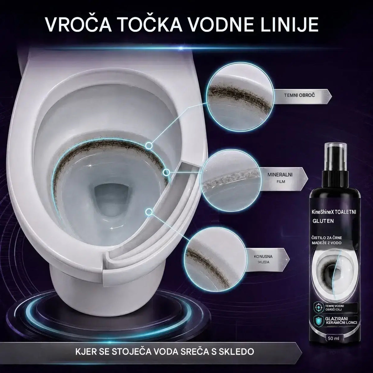 ✨【Kupi 1, dobi 1 brezplačno】🚽Čistilo za straniščno školjko odstrani črne madeže in vodni kamen ob vodni gladini ter trdovratno umazanijo.