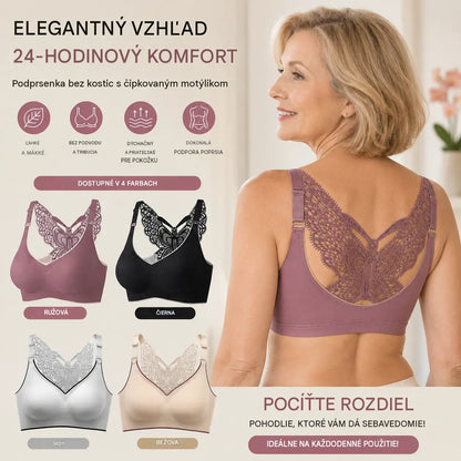 💞【4-dielna sada】🎁Podprsenka bez kostic s výšivkou a motýľmi - bez kostic, celodenná opora✨【45~125 kg】