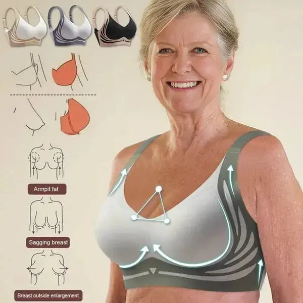 ❤️ Najnižšia cena vôbec【balenie 3 kusov】Vysoko elastická bezšvová push-up podprsenka pre plnšie veľkosti ❤️ 【40–85 kg】