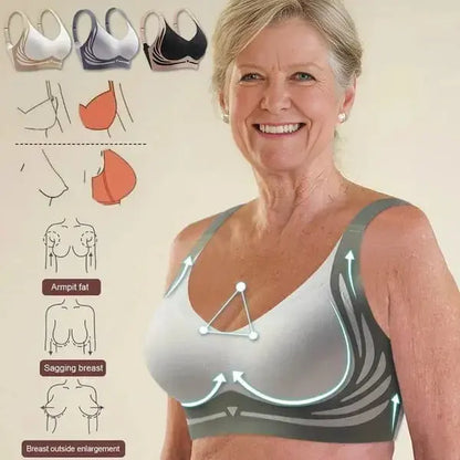 ❤️ Najnižšia cena vôbec【balenie 3 kusov】Vysoko elastická bezšvová push-up podprsenka pre plnšie veľkosti ❤️ 【40–85 kg】