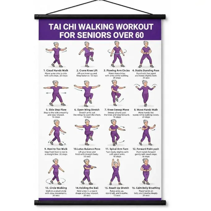 Plagát s cvičením Tai Chi pre seniorov