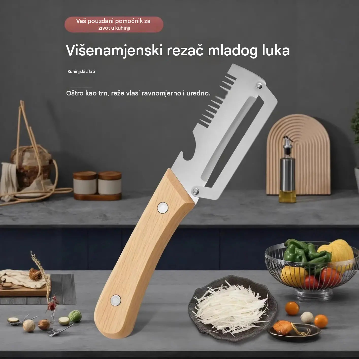 ✅【Kupite 1, dobijte 1 gratis!】🧅🔪 Višenamjenska kuhinjska gulilica 3 u 1: Guli, reže i otvara čepove za boce! 🔥