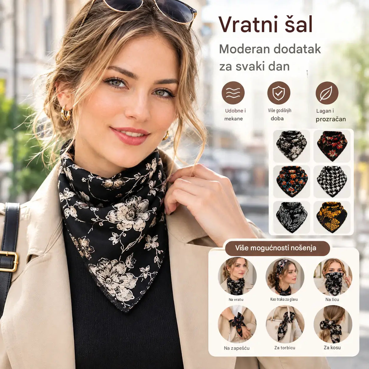 🔥Zimski novi 🔥💟【Set od 4 dijela】Topli, elegantni i svestrani trokutasti šal