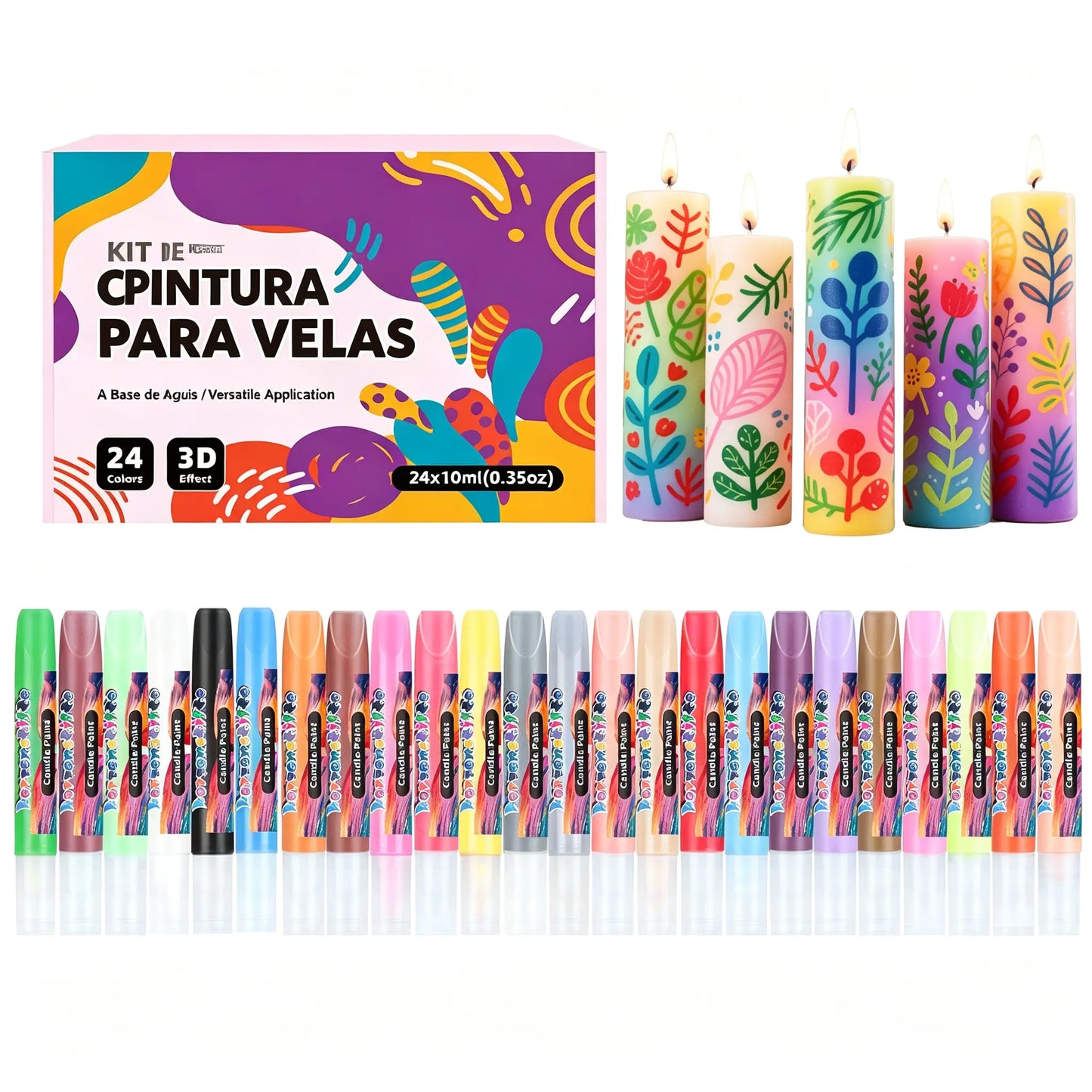 🎨【24 boje po kutiji】Samo 28 eura🥳💞24-bojni 3D markeri za grafite u obliku svijeća!