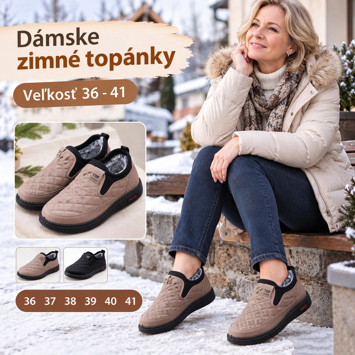 🔥👢【36-41】 2026 nové zimné topánky nepremokavá bavlnená koža plus zamatovo zahustené teplé ploché protišmykové dámske čižmy