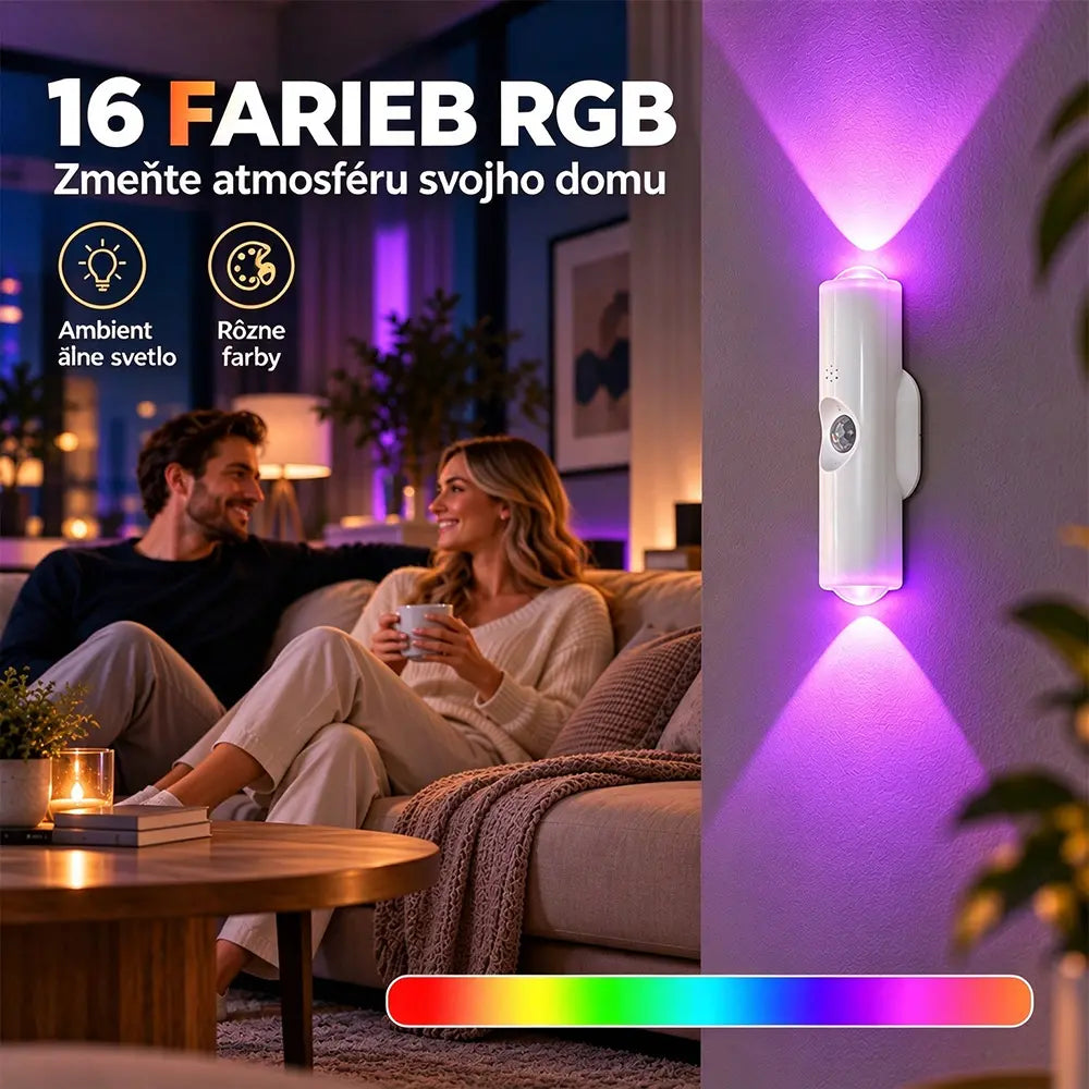 ✨Magnetické inteligentné nočné svetlo so snímačom pohybu – ambientné osvetlenie do spálne s viacfarebným prechodovým efektom