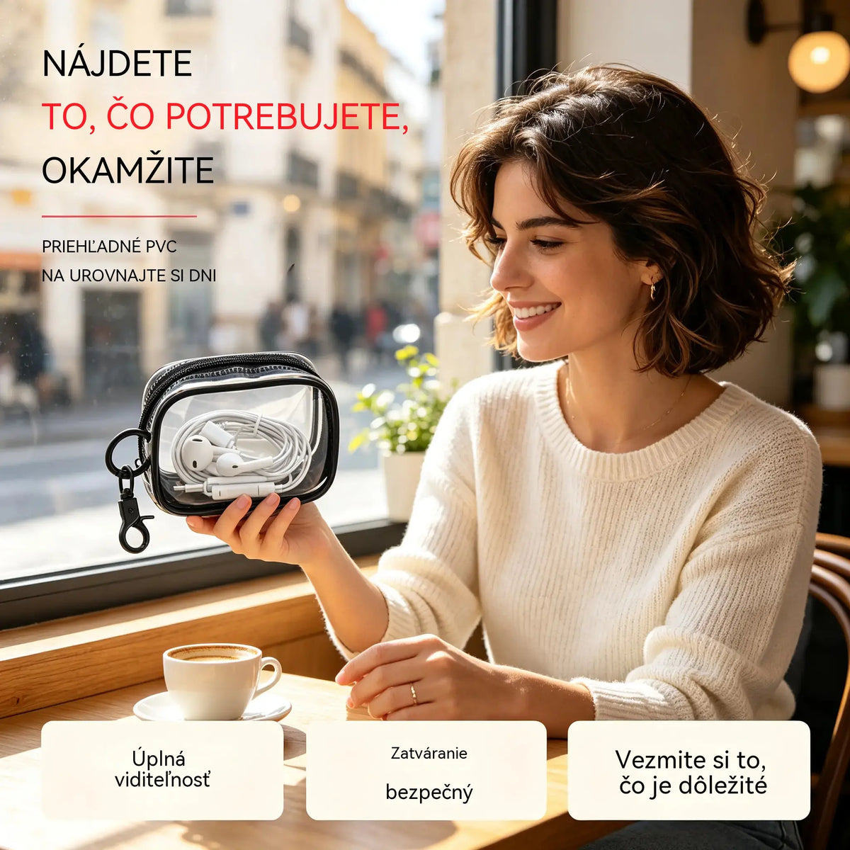 🔍✨【1 sada za 3 kusy】Priehľadná zavesná taška na káble a príslušenstvo | Prenosný organizér na cestovanie a každodenné použitie 🎧