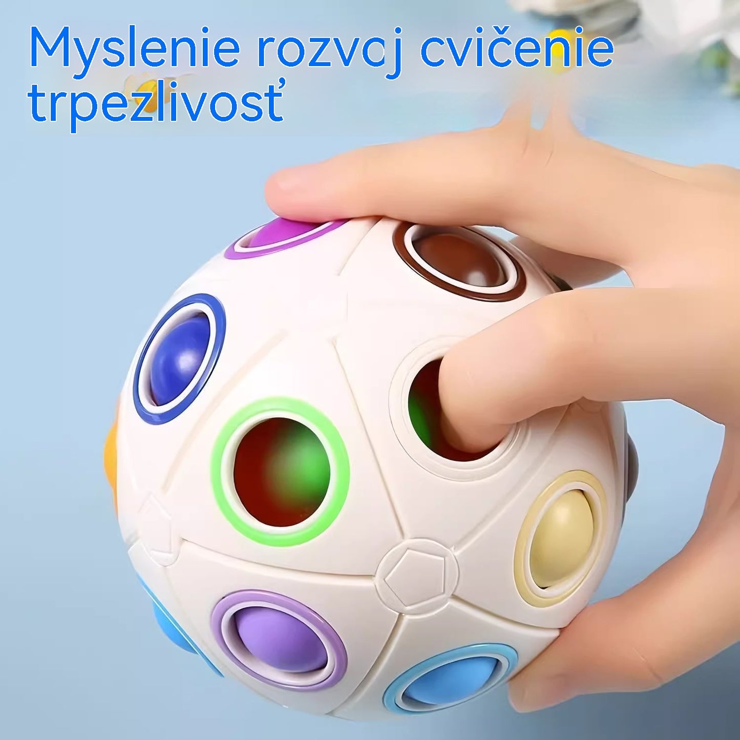⚽【3 položky】Magická dúhová loptička - hračka pre deti vo veku 3-6 rokov: Intelektuálny rozvoj a tréning mozgu s Rubikovou kockou