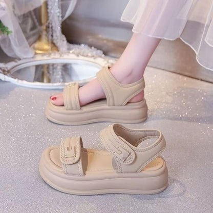 💖Sandále s mäkkou podrážkou, všestranné, na platforme, štýlové plážové topánky so suchým zipsom