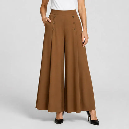 【M-5XL】Dámske elegantné skladané nohavice s vysokým pásom a širokými nohavicami