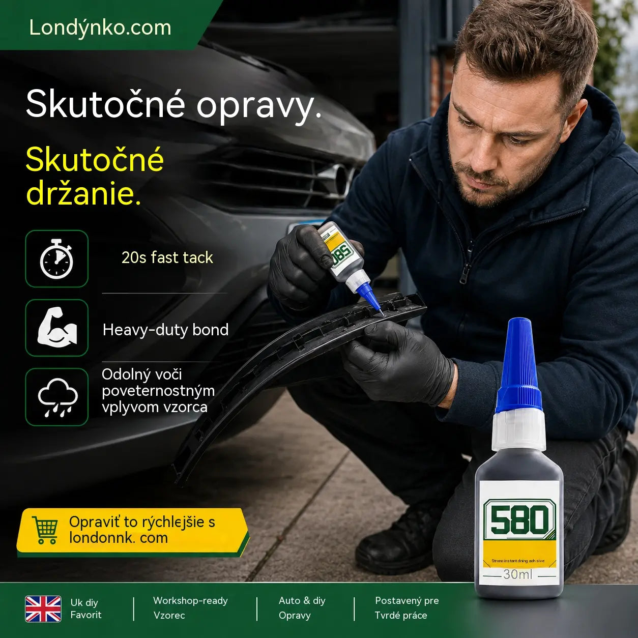【5-dielna sada】🛠️ Okamžité lepidlo – lepí kov, plast a gumu. Vytvrdne za 20 sekúnd, odolné voči poveternostným vplyvom a nárazom. 30 ml. -50%! 🔧✨