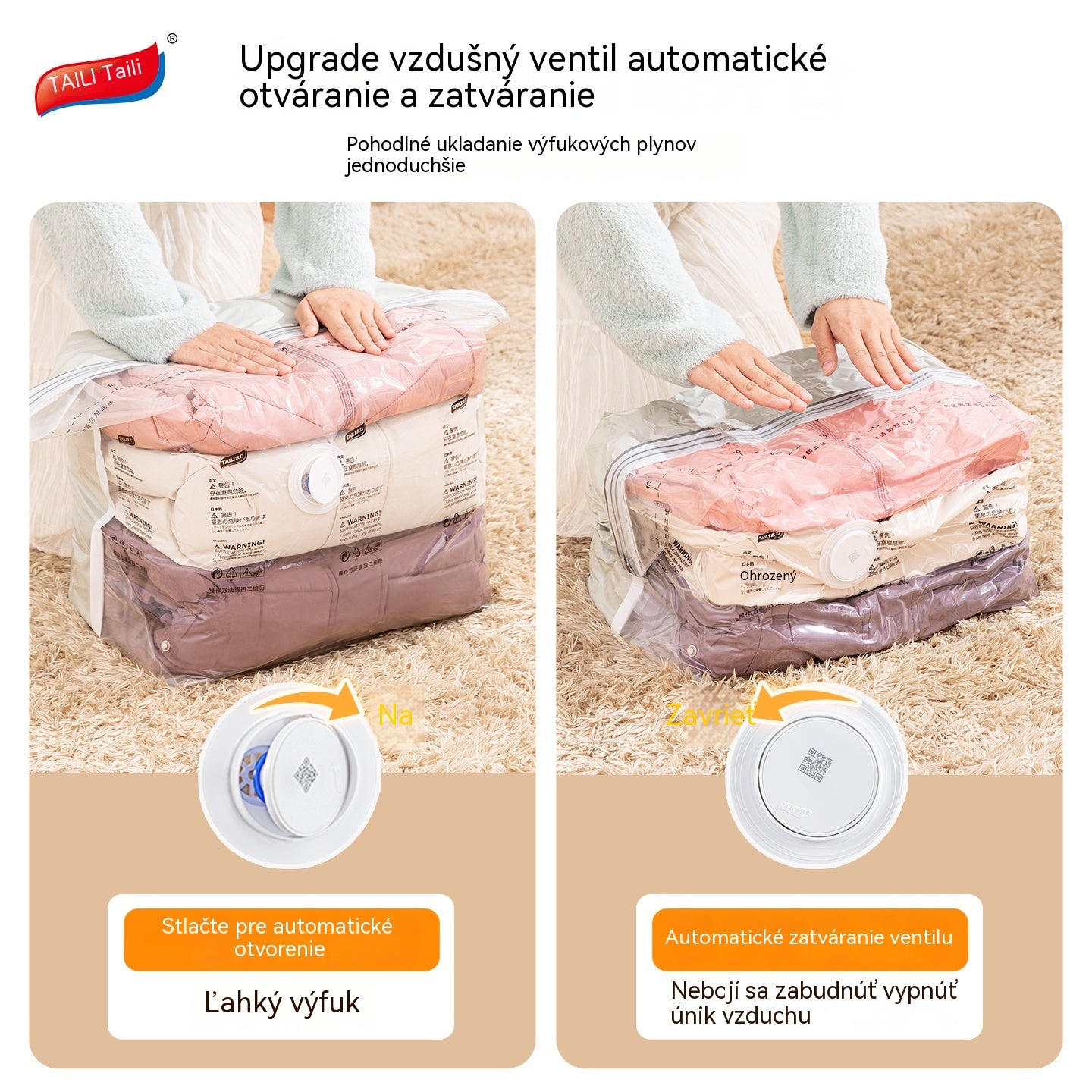 【5-dielna sada】 Veľké, stlačiteľné vákuové úložné vrecko: nevyžaduje pumpičku, je nepriepustné a ideálne na úsporu miesta v kufri a doma