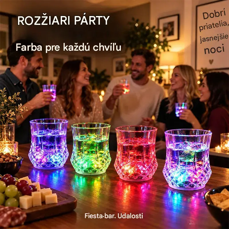 ✨💎Sada krištáľových pohárov s LED svetlom aktivovaným kvapalinou🥂