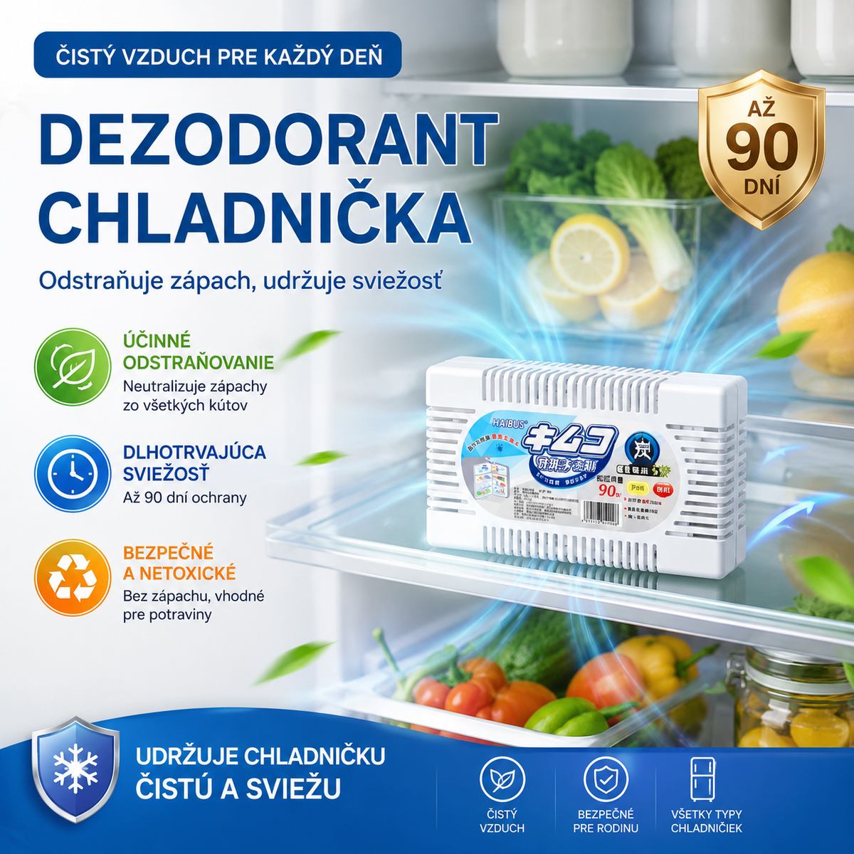 🧊【Kúpte 2, dostanete 3 zadarmo】🎖️🛡️Vysokoúčinná, netoxická a neškodná vložka na odstránenie zápachu z chladničky