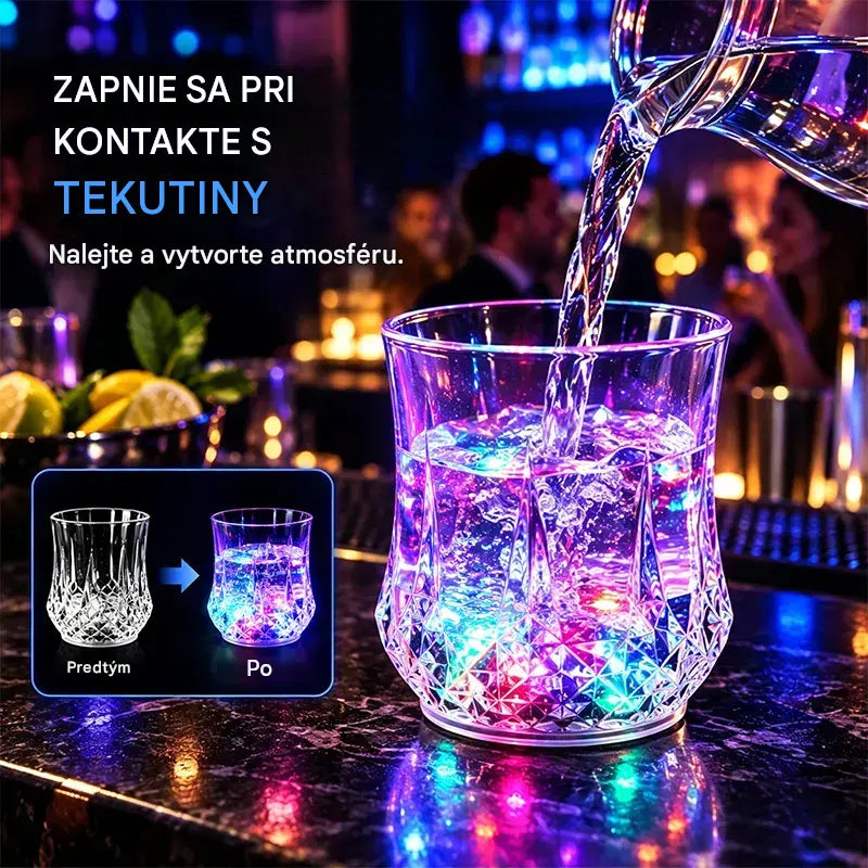 ✨💎Sada krištáľových pohárov s LED svetlom aktivovaným kvapalinou🥂