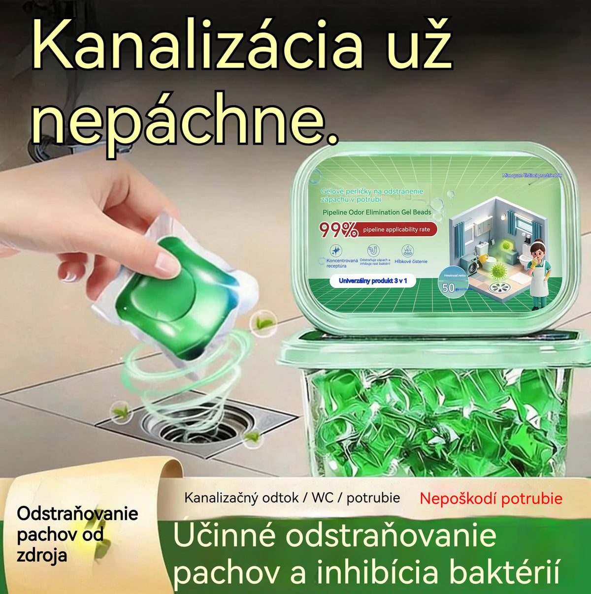 【2 balenia po 100 tabletách za 22 eur】🏠💧 Dezodoračné kapsuly do odtoku – bioenzýmové zloženie neutralizuje pachy pri zdroji a poskytuje okamžitú sviežosť. 🚰