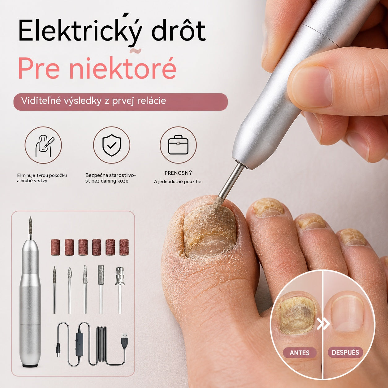 💅👍 Elektrický pilník na nehty používaný k léčbě onychomykózy (plísně nehtů)